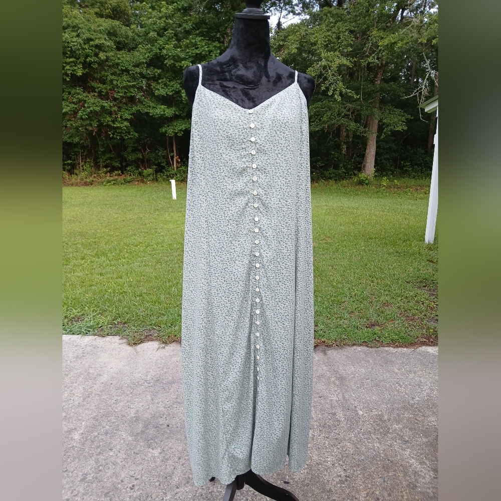 Vintage Y2K Lucky Brand Floral Ditsy Button Front Midi Slip Dress Fairycore